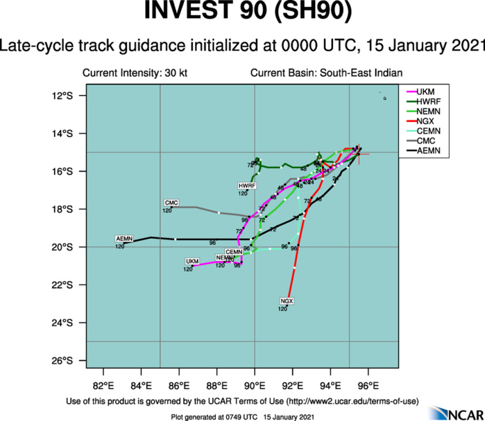 INVEST 90S: MODELS DO AGREE ON A GENERAL SOUTHWESTERLY TRACK WITH A POSSIBLE RECURVE WESTWARDS AT LONG RANGE. INVEST 90S: MODELS DO AGREE ON A GENERAL SOUTHWESTERLY TRACK WITH A POSSIBLE RECURVE WESTWARDS AT LONG RANGE.