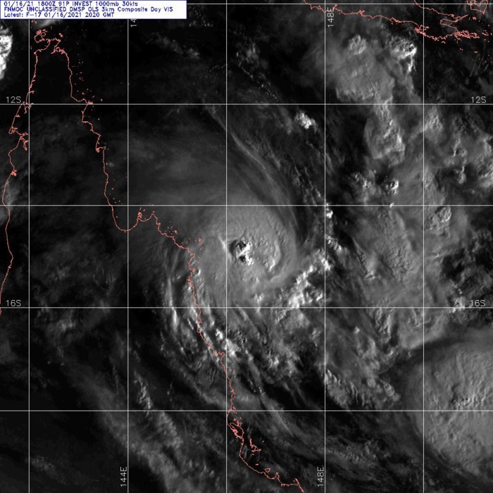 16/2020UTC.DMSP.TC 11P HAS RAPIDLY DEVELOPED INTO A MIDGET  TROPICAL CYCLONE OVER THE PREVIOUS FEW HOURS, WITH A VERY SMALL CORE  OF DEEP CYCLING CONVECTION, HOT TOWERS WITH OVERSHOOTING TOPS AND  CLEARLY DEFINED LOW-LEVEL BANDING OUTSIDE OF THE CIRRUS SHIELD.