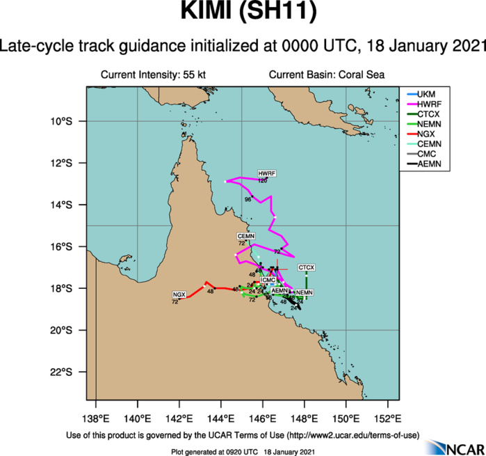 NUMERICAL MODEL  GUIDANCE REMAINS IN VERY POOR AGREEMENT (SO CALLED SQUASHED SPIDER)  BUT REFLECTS A GENERAL AGREEMENT THAT THE SYSTEM WILL BECOME QUASI- STATIONARY OVER THE NEXT 12-24 HOURS WITH AN EQUATORWARD TRACK  CHANGE BY 36H.