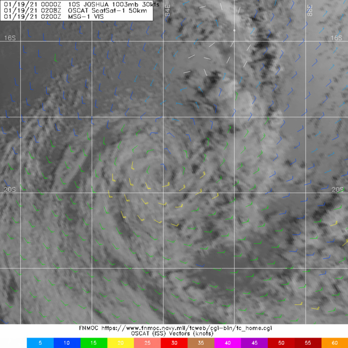 19/0258UTC. OSCAT. ONLY 20KNOTS WINDS DETECTED.