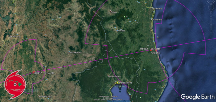 19/06UTC. FORECAST LANDFALL NEAR ANTALAHA BY12HOURS. 19/06UTC. FORECAST LANDFALL NEAR ANTALAHA BY12HOURS.