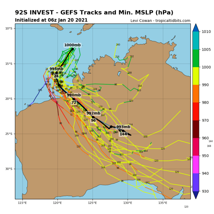 INVEST 92S. GLOBAL MODELS ARE IN GOOD AGREEMENT THAT INVEST 92S  WILL TRACK SOUTHWESTWARD AS IT CONSOLIDATES AND STRENGTHENS.