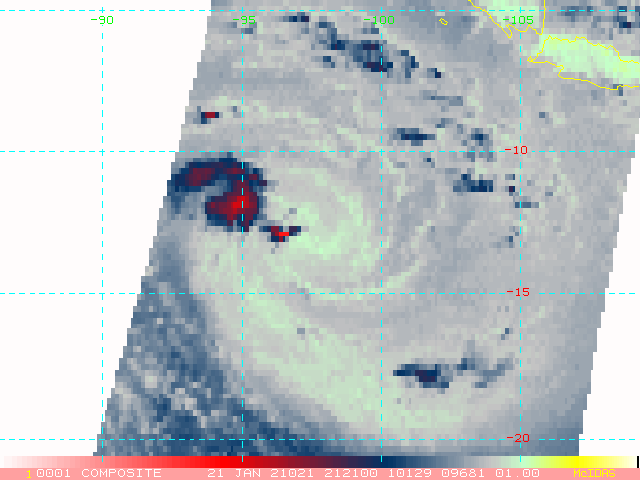 21/2121UTC. MICROWAVE DEPICTED THE SHEARED SIGNATURE OF 13S.