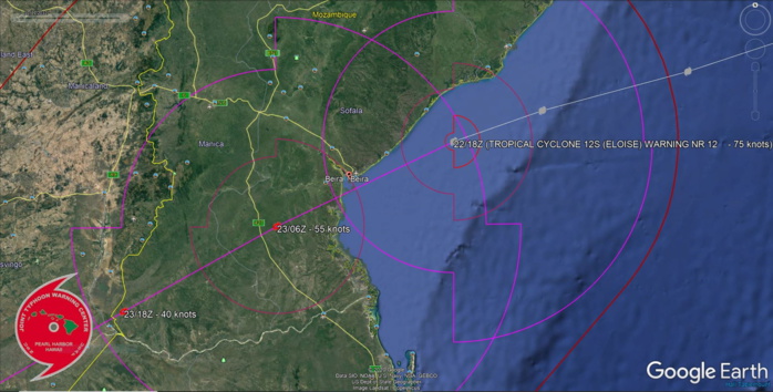 THERE IS HIGH CONFIDENCE IN THE JTWC FORECAST TRACK, ESPECIALLY THE TRACK JUST SOUTH OF BEIRA, MOZAMBIQUE. THERE IS HIGH CONFIDENCE IN THE JTWC FORECAST TRACK, ESPECIALLY THE TRACK JUST SOUTH OF BEIRA, MOZAMBIQUE.