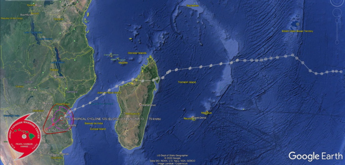 TC 12S HAS HAD A ZONAL TRACK. IT FINALLY REACHED HURRICANE/TYPHOON INTENSITY OVER THE MOZ CHANNEL WHILE APPROACHING MOZAMBIQUE.