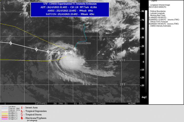 13S. WARNING 11.THE OVERALL ENVRIONMENT IS EXPECTED TO BE  MARGINAL THROUGH 48H, WITH UPPER-LEVEL CONVERGENCE DEVELOPING  AFTER 12H AS THE SYSTEM MOVES AWAY FROM THE UPPER-LEVEL RIDGE  AXIS. INTENSITY WILL REMAIN FLAT, WITH SOME DIRUNALLY DRIVEN  EXCURSIONS BOTH HIGHER AND LOWER, THROUGH 48H. SOME MINOR  INTENSIFICATION IS EXPECTED BY 72H AS THE SYSTEM MOVES OVER  WARMER WATERS AND UPPER-LEVEL OUTFLOW IMPROVES. 13S. WARNING 11.THE OVERALL ENVRIONMENT IS EXPECTED TO BE  MARGINAL THROUGH 48H, WITH UPPER-LEVEL CONVERGENCE DEVELOPING  AFTER 12H AS THE SYSTEM MOVES AWAY FROM THE UPPER-LEVEL RIDGE  AXIS. INTENSITY WILL REMAIN FLAT, WITH SOME DIRUNALLY DRIVEN  EXCURSIONS BOTH HIGHER AND LOWER, THROUGH 48H. SOME MINOR  INTENSIFICATION IS EXPECTED BY 72H AS THE SYSTEM MOVES OVER  WARMER WATERS AND UPPER-LEVEL OUTFLOW IMPROVES.