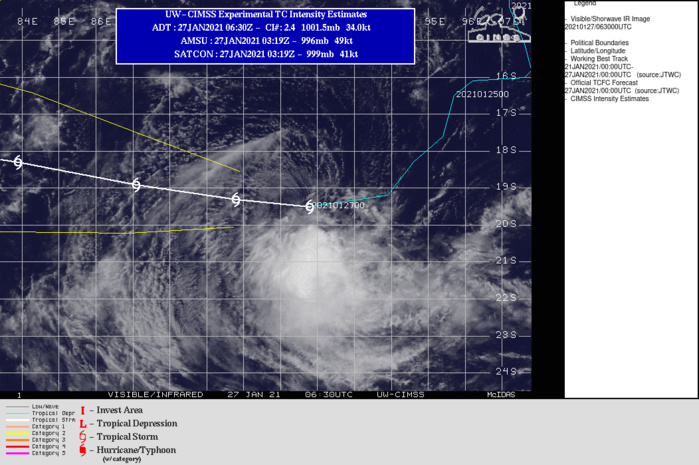 13S. WARNING 13.  THE MINIMAL SYSTEM IS FORECAST TO TRACK WEST- NORTHWEST ALONG THE NORTHERN PERIPHERY OF A LOW TO MID-LEVEL SUB-TROPICAL RIDGE ENTRENCHED TO THE SOUTH. THE SYSTEM WILL STRUGGLE AGAINST THE  MARGINAL CONDITIONS THROUGH 48H, MAINTAINING AN AVERAGE  INTENSITY OF 35 KNOTS WITH SLIGHTLY LOWER AND HIGHER EXCURSIONS ON  A DIURNAL CYCLE. IF IT SURVIVES PASSAGE THROUGH THIS MARGINAL  ENVIRONMENT, AND AS IT MOVES INTO AN IMPROVED ENVIRONMENT AFTER 72H  IT IS EXPECTED TO SLOWLY INTENSIFY TO A PEAK OF 50 KNOTS BY 120H.