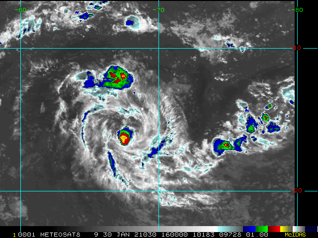 REMNANTS OF 13S(NONAME). 30/16UTC. ANIMATED ENHANCED INFRARED IMAGERY DEPICTS FLARING CONVECTION NEAR THE LOW LEVEL CIRCULATION CENTER. GLOBAL MODELS DO NOT DEPICT SIGNIFICANT RE-INTENSIFICATION AT THE MOMENT.