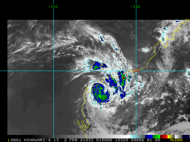 18S. 02/0150UTC. A 12-HR ANIMATED MULTISPECTRAL  SATELLITE IMAGERY SHOWS THE SYSTEM MAINTAINED ITS DEEP CONVECTIVE  STRUCTURE AS IT TRACKED OVER LAND TOWARD LEARMONTH/WESTERN AUSTRALIA.