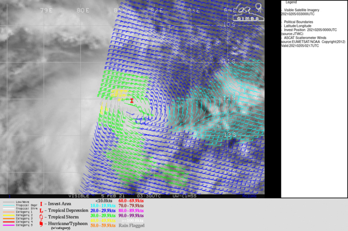 TROPCIAL CYCLONE FORMATION ALERT(TCFA).  A 050334Z ASCAT-B BULLSEYE IMAGE REVEALS A WELL- DEFINED CENTER WITH 30-40 KNOT WINDS. TROPCIAL CYCLONE FORMATION ALERT(TCFA).  A 050334Z ASCAT-B BULLSEYE IMAGE REVEALS A WELL- DEFINED CENTER WITH 30-40 KNOT WINDS.