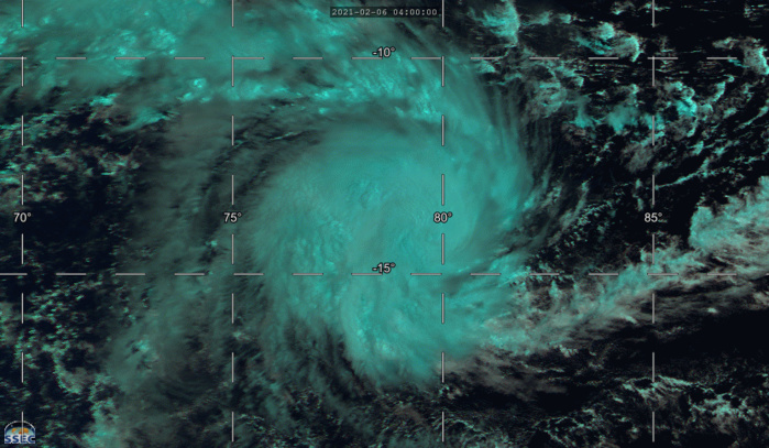 19S(FARAJI).06/0830UTC. ANIMATED MULTISPECTRAL SATELLITE IMAGERY REVEALS A DEVELOPING BANDING EYE FEATURE. CLICK ON THE IMAGERY TO ANIMATE IF NECESSARY.