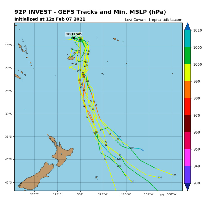 INVEST 92P.NUMERICAL MODELS ARE  IN GENERAL AGREEMENT THAT 92P WILL CONSOLIDATE AS IT TRACKS POLEWARD  WITHIN THE SOUTH PACIFIC CONVERGENCE ZONE.