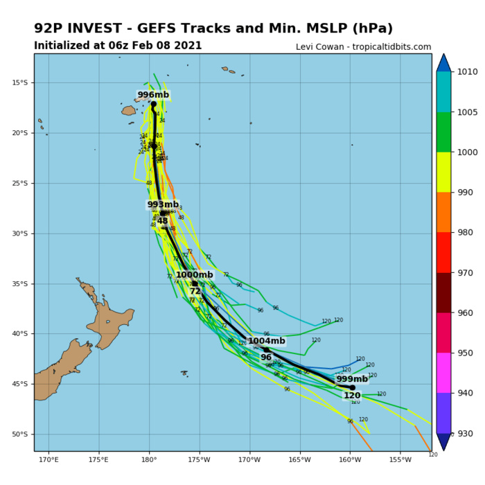 INVEST 92P. NUMERICAL MODEL SOLUTIONS ARE CONVERGING ON A SOUTHWESTWARD TRACK  WITH SUBSEQUENT CONSOLIDATION INTO A TROPICAL CYCLONE WITHIN THE  NEXT 24-48 HOURS.