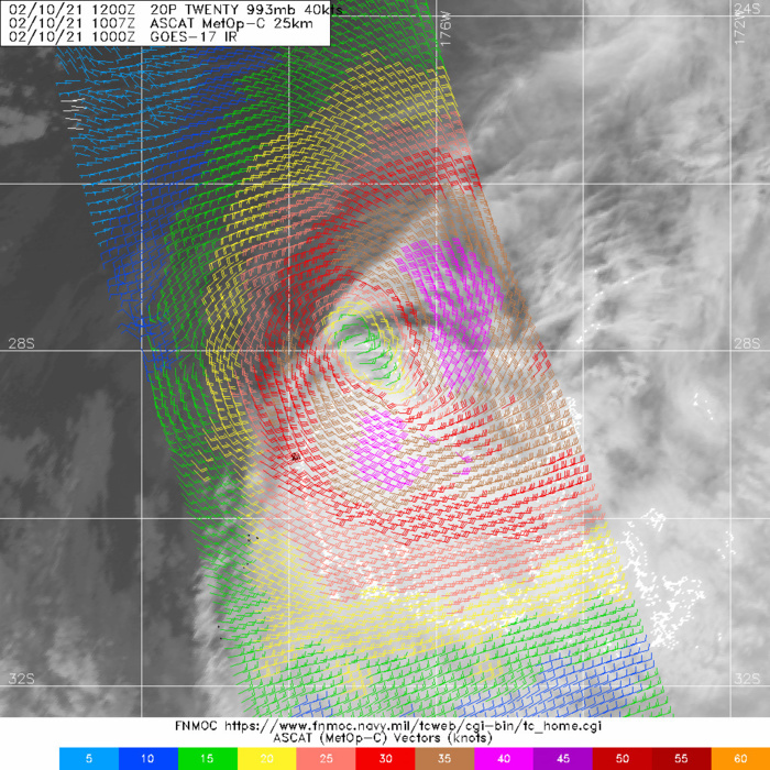 20P(TWENTY). 10/1007UTC. ASCAT-C SCATTEROMETER DATA SHOWED AN ELONGATED LLCC, WITH PATCHES OF 40 KNOT WINDS TO THE EAST AND SOUTH OF THE CENTER, LENDING HIGH CONFIDENCE TO BOTH THE INITIAL POSITION AND INITIAL INTENSITY. 20P(TWENTY). 10/1007UTC. ASCAT-C SCATTEROMETER DATA SHOWED AN ELONGATED LLCC, WITH PATCHES OF 40 KNOT WINDS TO THE EAST AND SOUTH OF THE CENTER, LENDING HIGH CONFIDENCE TO BOTH THE INITIAL POSITION AND INITIAL INTENSITY.
