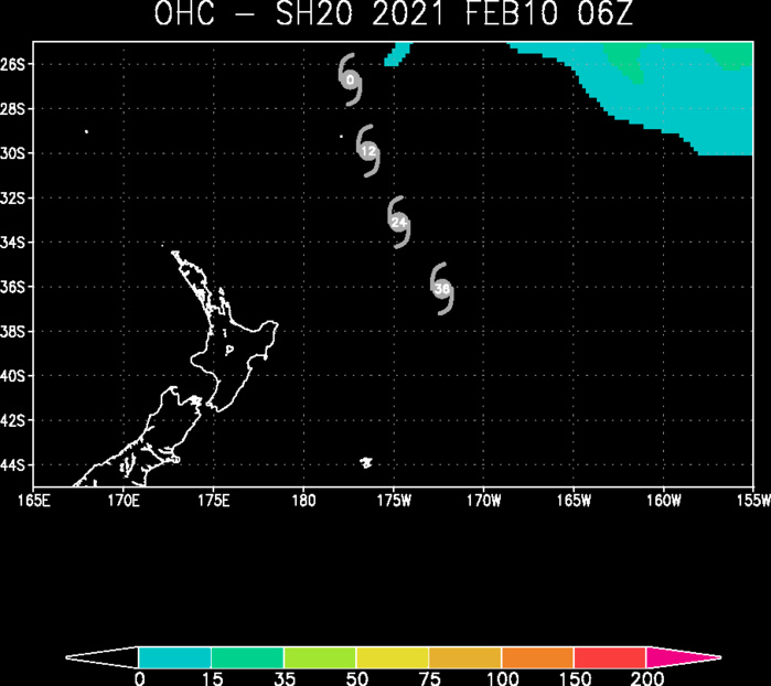 20P IS BECOMING INCREASINGLY  EXTRATROPICAL AS IT MOVES OVER COOL WATERS (BELOW 24C) WITH VERY LOW OCEAN HEAT CONTENT.