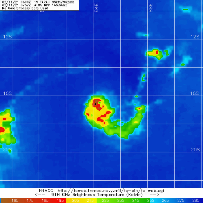19S(FARAJI). 11/0757UTC. SMALL BUT CLOUD-FILLED MICROWAVE EYE FEATURE STILL DEPICTED.