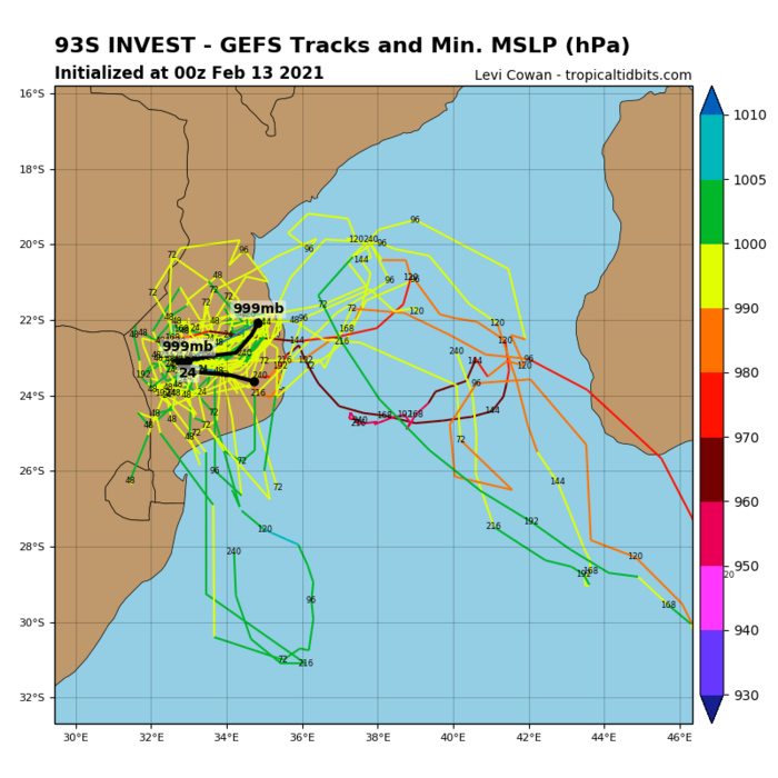 INVEST 93S. NUMERICAL MODEL GUIDANCE DEPICTS THE SUBTROPICAL SYSTEM OVER-LAND.
