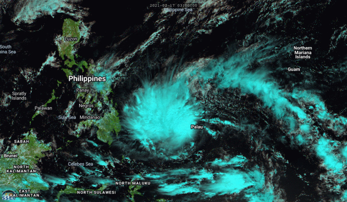 01W. 17/0730UTC. ANIMATED MULTISPECTRAL SATELLITE  IMAGERY SHOWS FORMATIVE RAIN BANDS WITH FRAGMENTED DEEP CONVECTION  LOOSELY WRAPPING INTO AN OBSCURED LOW LEVEL CIRCULATION (LLC).