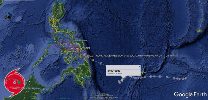 01W(DUJUAN). ESTIMATED PEAK INTENSITY WAS 45KNOTS. 01W(DUJUAN). ESTIMATED PEAK INTENSITY WAS 45KNOTS.