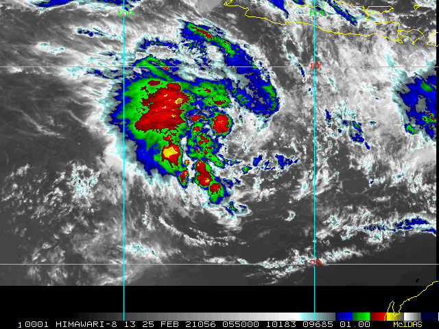 INVEST 98S. 25/0550UTC. ANIMATED ENHANCED INFRARED  IMAGERY AND A 242118Z SSMIS 91GHZ MICROWAVE IMAGE DEPICT A  CONSOLIDATING LOW LEVEL CIRCULATION WITH PERSISTENT DEEP CONVECTION.