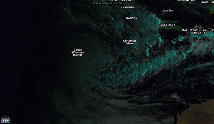 TC 22S. 26/02UTC. ANIMATED MULTISPECTRAL SATELLITE IMAGERY SHOWS THE SYSTEM HAS RAPIDLY CONSOLIDATED  WITH FORMATIVE BANDS WRAPPING TIGHTER INTO A LOW LEVEL CIRCULATION  CENTER. CLICK IF NEEDED TO ANIMATE.