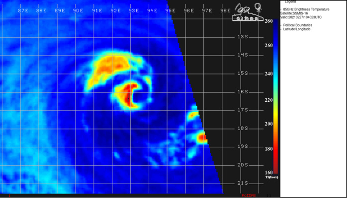 22S(MARIAN). 27/1040UTC. WELL DEFINED MICROWAVE EYE FEATURE   WHICH THE BULK OF THE CONVECTION CONFINED TO THE WEST AND NORTHWEST QUADRANTS. 22S(MARIAN). 27/1040UTC. WELL DEFINED MICROWAVE EYE FEATURE   WHICH THE BULK OF THE CONVECTION CONFINED TO THE WEST AND NORTHWEST QUADRANTS.