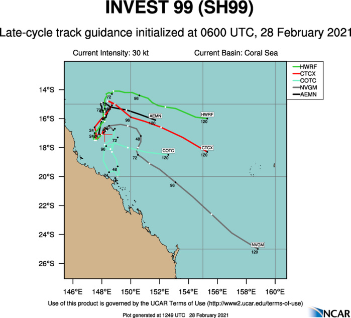INVEST 99P. GLOBAL MODELS INDICATE QUASI-STATIONARY MOVEMENT OFF THE COAST OF AUSTRALIA  OVER THE NEXT 24 HOURS WITH STEADY INTENSIFICATION.