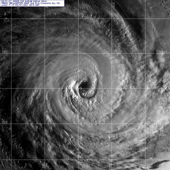22S(MARIAN). 01/0013UTC. DMSP VISIBLE. 22S(MARIAN). 01/0013UTC. DMSP VISIBLE.