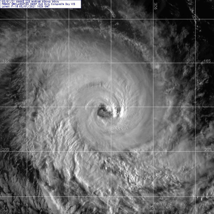 22S(MARIAN). 01/1029UTC. DMSP VISIBLE.