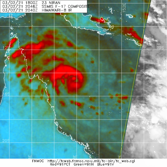 23P(NIRAN). THE INITIAL POSITION WAS ASSESSED WITH HIGH  CONFIDENCE USING A 022046UTC SSMIS 37GHZ AND 91GHZ PASS THAT INDICATES  A MICROWAVE EYE BEGINNING TO FORM.