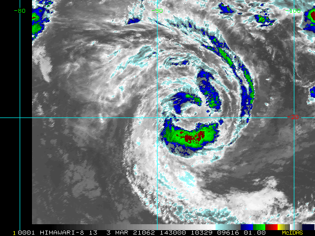 22S(MARIAN). 03/1430UTC.ANIMATED 12-HR ENHANCED  INFRARED SATELLITE IMAGERY SHOWS THE SYSTEM HAS GREATLY WEAKENED AS  EVIDENCED BY WARMING CLOUD TOPS IN THE CENTRAL DENSE OVERCAST AND  UNRAVELING RAIN BANDS..