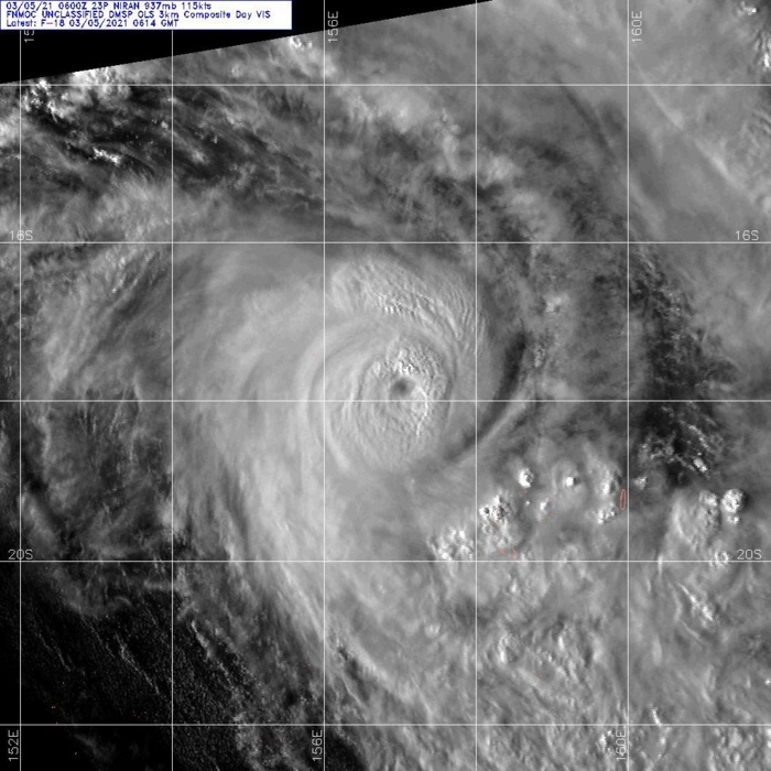 23P(NIRAN). 05/0614UTC. THE INITIAL INTENSITY IS ASSESSED AT 115 KNOTS/US CATEGORY 4, HEDGED SLIGHTLY LOWER  THAN A PGTW DVORAK CURRENT INTENSITY ESTIMATE OF T6.5 (127 KTS) AND  CLOSELY ALIGNED TO A 114 KNOT WIND SPEED MEASUREMENT FROM A 050227Z  AMSR2 PASS.