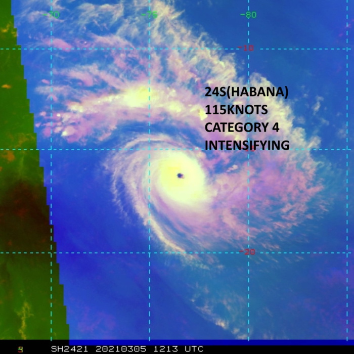 24S(HABANA). 05/1213UTC. COMPACT SYSTEM. INTENSITY SPIKE OVER 12HOURS: 60KNOTS. 24S(HABANA). 05/1213UTC. COMPACT SYSTEM. INTENSITY SPIKE OVER 12HOURS: 60KNOTS.