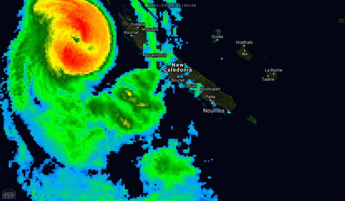 23P(NIRAN). 06/03UTC. WEAKENING SYSTEM. ANIMATED  MULTISPECTRAL SATELLITE IMAGERY (MSI) REVEALS THE EYE HAS FILLED AND CONVECTION IS BECOMING MORE RAGGED AND FRONTAL IN NATURE AS  NIRAN ACCELERATES TO THE SOUTHEAST. IF NEEDED CLICK ON THE IMAGERY TO ANIMATE.