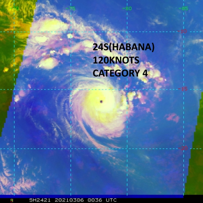 24S(HABANA). 06/0036UTC. IR/WV/Microwave RGB ) DEPICTS A COMPACT AND SYMMETRICAL SYSTEM WITH A TIGHT EYE FEATURE.