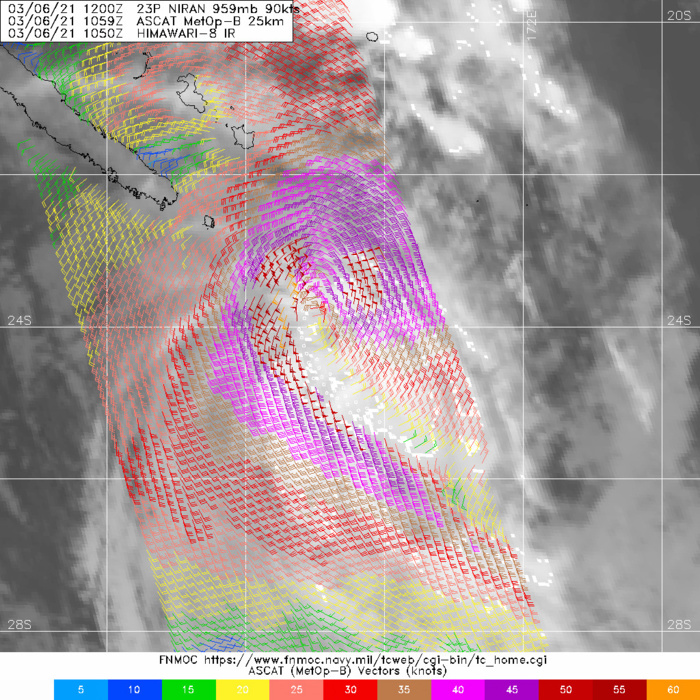 23P(NIRAN). THE INITIAL POSITION WAS PLACED WITH HIGH CONFIDENCE BASED  ON A CIRCULATION FEATURE IN THE 06/1059UTC ASCAT BULLSEYE PASS.