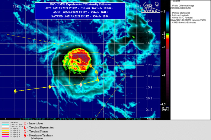 24S(HABANA). WARNING 5 ISSUED AT 06/09UTC PREDICTED THE CYCLONE TO BE DOWN-GRADED TO CATEGORY 3 BY 06/18UTC. BUT THE CYCLONE REMAINS A CATEGORY 4 AT 06/18UTC. 24S(HABANA). WARNING 5 ISSUED AT 06/09UTC PREDICTED THE CYCLONE TO BE DOWN-GRADED TO CATEGORY 3 BY 06/18UTC. BUT THE CYCLONE REMAINS A CATEGORY 4 AT 06/18UTC.