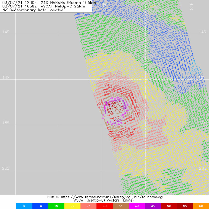 24S(HABANA). 07/1637UTC. THE CURRENT POSITION IS SITUATED NEAR  A LOW-LEVEL CENTER FEATURE EVIDENT IN A 071637Z METOP-C ASCAT PASS.