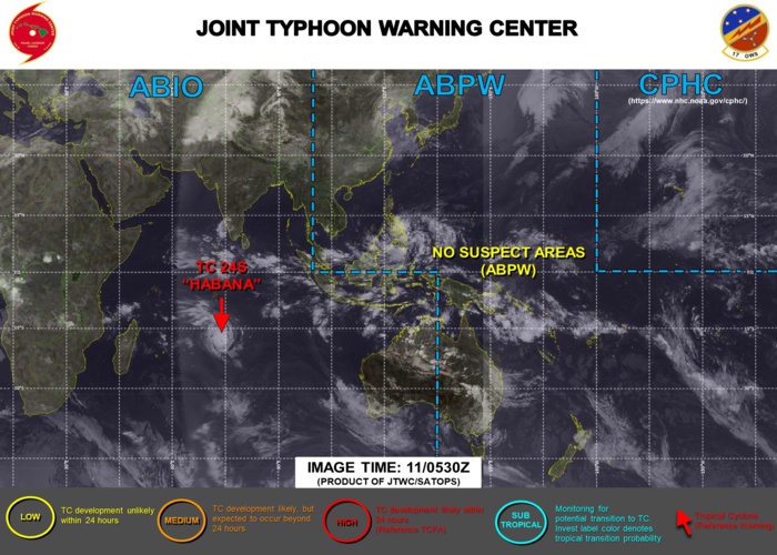 11/09UTC. JTWC HAS BEEN ISSUING 12HOURLY WARNINGS ON 24S(HABANA) ALONG WITH 3HOURLY SATELLITE BULLETINS. 11/09UTC. JTWC HAS BEEN ISSUING 12HOURLY WARNINGS ON 24S(HABANA) ALONG WITH 3HOURLY SATELLITE BULLETINS.