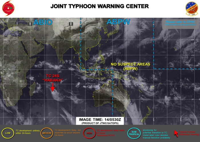 14/09UTC. JTWC HAS BEEN ISSUING 12HOURLY WARNINGS ON TC 24S(HABANA) ALONG WITH 3 HOURLY SATELLITE BULLETINS. 14/09UTC. JTWC HAS BEEN ISSUING 12HOURLY WARNINGS ON TC 24S(HABANA) ALONG WITH 3 HOURLY SATELLITE BULLETINS.