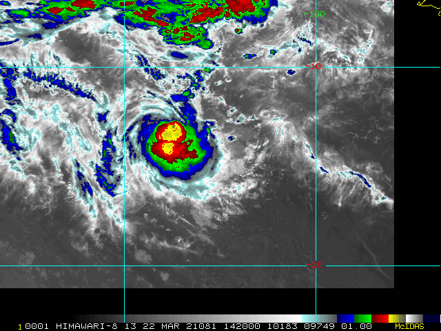 INVEST 95S. 22/1420UTC. SATELLITE IMAGERY  DEPICTS FLARING DEEP CONVECTION SHEARED SLIGHTLY SOUTH OF AN  ELONGATED LOW LEVEL CIRCULATION (LLC) AND A DIURNALLY FLARING  CONVECTIVE BANDING FEATURE WRAPPING IN FROM THE EAST.