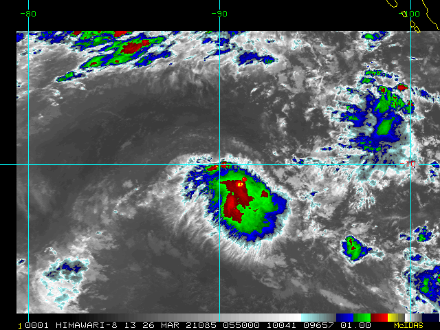 INVEST 95S. 26/0550UTC. ANIMATED MULTISPECTRAL SATELLITE  IMAGERY (MSI) AND A 260005Z SSMIS 91GHZ SATELLITE IMAGE DEPICT LOWER  LEVEL BANDS WRAPPING INTO A LOW LEVEL CIRCULATION CENTER THAT IS  OBSCURED BY FLARING CONVECTION.