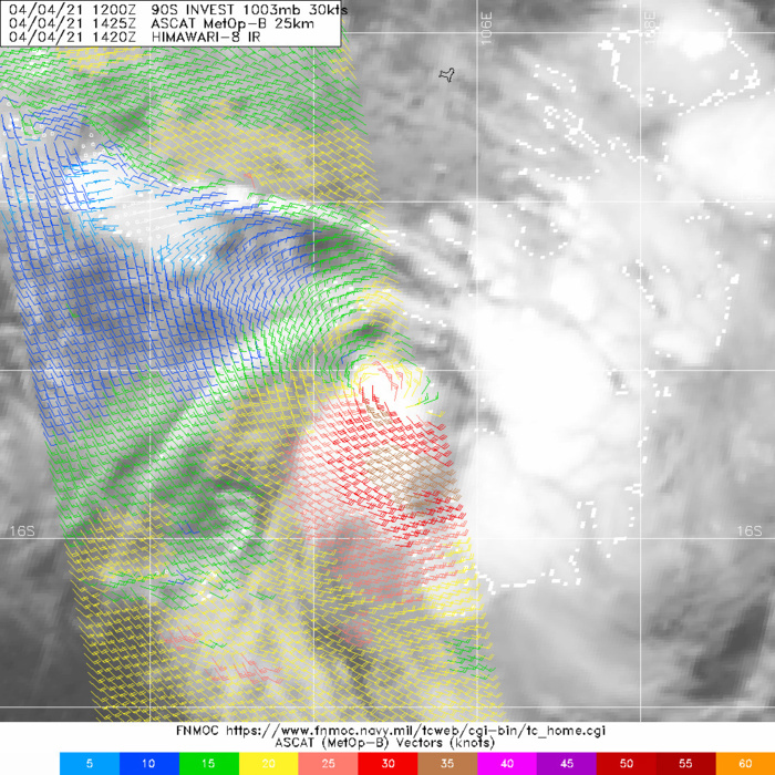 INVEST 90S. 04/1425UTC. ASCAT-B READ 35KNOT WINDS IN THE SOUTHERN QUADRANT. INVEST 90S. 04/1425UTC. ASCAT-B READ 35KNOT WINDS IN THE SOUTHERN QUADRANT.