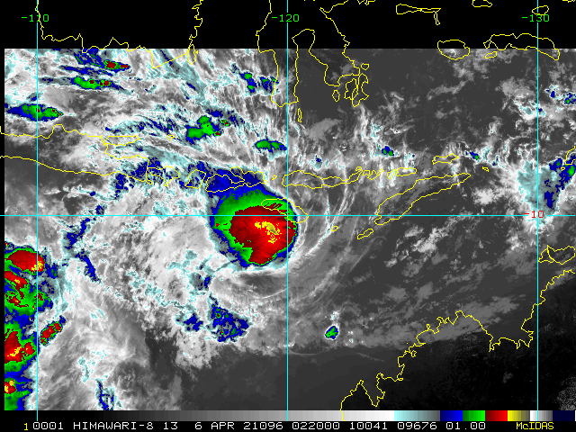 26S(SEROJA). 06/0220UTC. ANIMATED ENHANCED INFRARED SATELLITE IMAGERY DEPICTS A DEVELOPING CENTRAL DENSE OVERCAST OBSCURING THE LOW-LEVEL CIRCULATION CENTER (LLCC). 26S(SEROJA). 06/0220UTC. ANIMATED ENHANCED INFRARED SATELLITE IMAGERY DEPICTS A DEVELOPING CENTRAL DENSE OVERCAST OBSCURING THE LOW-LEVEL CIRCULATION CENTER (LLCC).