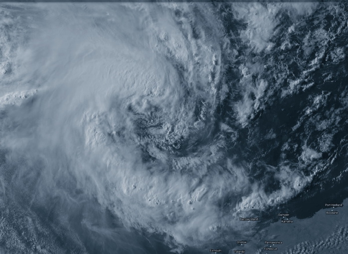 26S(SEROJA). 08/0830UTC. ANIMATED MULTISPECTRAL  SATELLITE IMAGERY (MSI) SHOWS THAT THE SYSTEM HAS BEEN SHEARED ON  THE EASTERN SIDE PARTIALLY EXPOSING THE LOW LEVEL CIRCULATION (LLC).