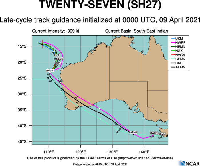 27S(ODETTE). THE TRACK FORECAST IS GENERALLY SIMILAR TO THE PREVIOUS WARNING; HOWEVER, THE TRACK FOR TC 27S SHIFTED EASTWARD BY 48H AS THE DYNAMICAL MODELS ARE TRYING TO RESOLVE THE TWO SYSTEMS AND THE DISSIPATION OF ODETTE INTO SEROJA. 27S(ODETTE). THE TRACK FORECAST IS GENERALLY SIMILAR TO THE PREVIOUS WARNING; HOWEVER, THE TRACK FOR TC 27S SHIFTED EASTWARD BY 48H AS THE DYNAMICAL MODELS ARE TRYING TO RESOLVE THE TWO SYSTEMS AND THE DISSIPATION OF ODETTE INTO SEROJA.