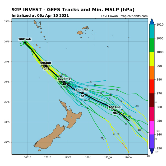 INVEST 92P.  ENVIRONMENTAL ANALYSIS INDICATES  INVEST 92P IS CURRENTLY IN A MARGINAL ENVIRONMENT FOR TROPICAL  DEVELOPMENT WITH GOOD POLEWARD AND EASTWARD OUTFLOW, MODERATE (15-20  KTS) VERTICAL WIND SHEAR, AND WARM (29-30C) SEA SURFACE  TEMPERATURES. ANALYSIS SUGGESTS INVEST 92P IS A HYBRID SYSTEM WITH  BOTH TROPICAL AND SUBTROPICAL CHARACTERISTICS. GLOBAL MODELS ARE IN  GENERAL AGREEMENT THAT INVEST 92P WILL TRACK SOUTHEASTWARD WHILE  INTENSIFYING AS A SUBTROPICAL CYCLONE.