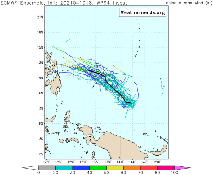 INVEST 94W. INVEST  94W IS IN A FAVORABLE ENVIRONMENT FOR DEVELOPMENT WITH ROBUST  WESTWARD OUTFLOW ALOFT, LOW (5-10 KTS) VERTICAL WIND SHEAR,  AND WARM (29-30C) SEA SURFACE TEMPERATURES. GLOBAL MODELS ARE IN  GENERAL AGREEMENT THAT THE CIRCULATION IN ASSOCIATION WITH INVEST  94W WILL CONSOLIDATE AS IT TRACKS TO THE NORTHWEST OVER THE NEXT 24- 36 HOURS.