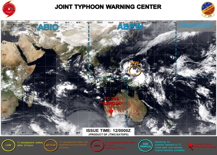 12/00UTC. INVEST 94W IS NOW MEDIUM: MODERATE CHANCES OF REACHING 25KNOTS WITHIN 24HOURS.