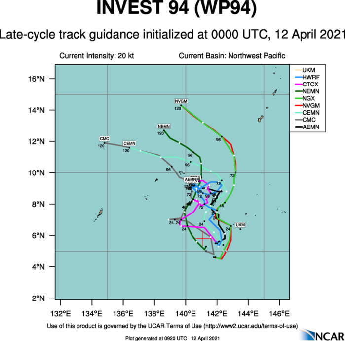 INVEST 94W. GLOBAL MODELS ARE  IN GOOD AGREEMENT THAT INVEST 94W WILL STEADILY INTENSIFY AS IT  TRACKS TO THE NORTHWEST OVER THE NEXT 24 HOURS. INVEST 94W. GLOBAL MODELS ARE  IN GOOD AGREEMENT THAT INVEST 94W WILL STEADILY INTENSIFY AS IT  TRACKS TO THE NORTHWEST OVER THE NEXT 24 HOURS.